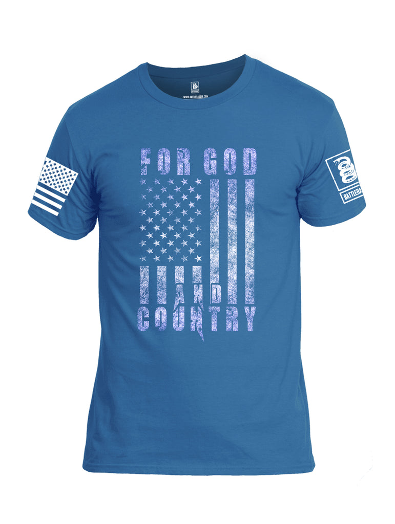 Battleraddle For God And Country White Sleeve Print Mens Cotton Crew Neck T Shirt