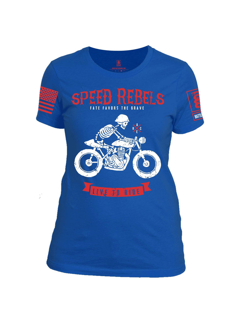 Battleraddle Speed Rebels Red Sleeve Print Womens Cotton Crew Neck T Shirt shirt|custom|veterans|Apparel-Womens T Shirt-cotton