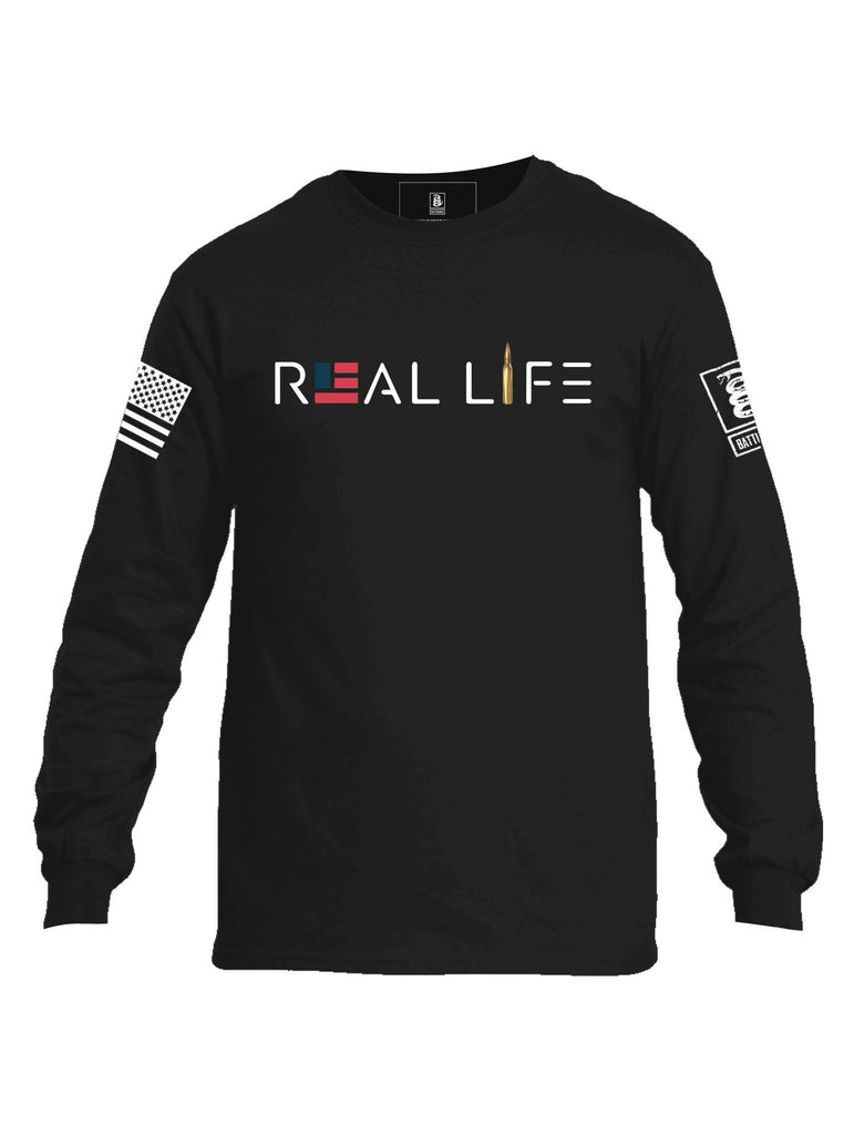 Battleraddle Real Life  Mens Cotton Long Sleeve Crew Neck T Shirt