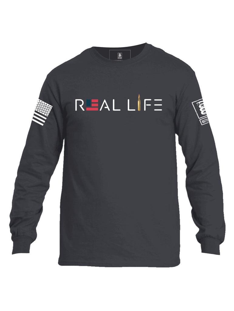 Battleraddle Real Life  Mens Cotton Long Sleeve Crew Neck T Shirt