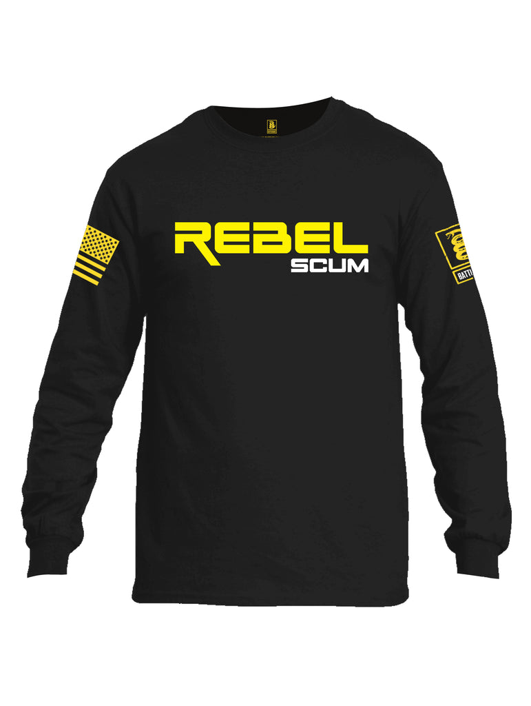 Battleraddle Rebel Scum Yellow Sleeve Print Mens Cotton Long Sleeve Crew Neck T Shirt