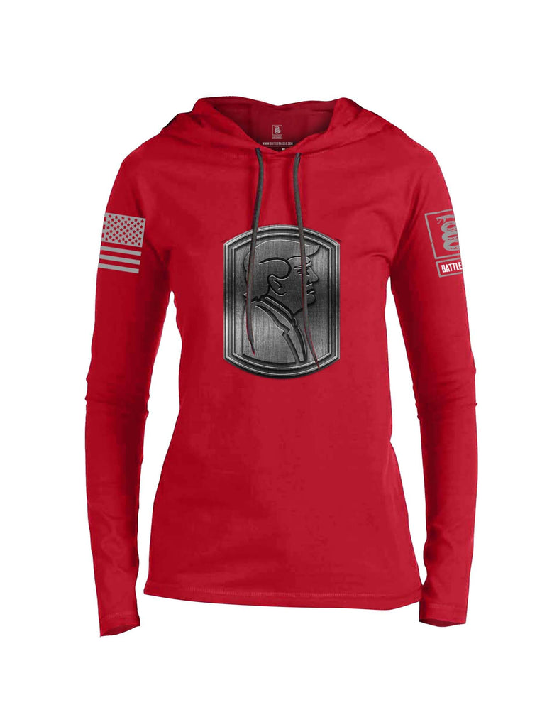 Battleraddle Trump Army Silver Grey Sleeve Print Womens Thin Cotton Lightweight Hoodie shirt|custom|veterans|Apparel-Womens Hoodie-Cotton