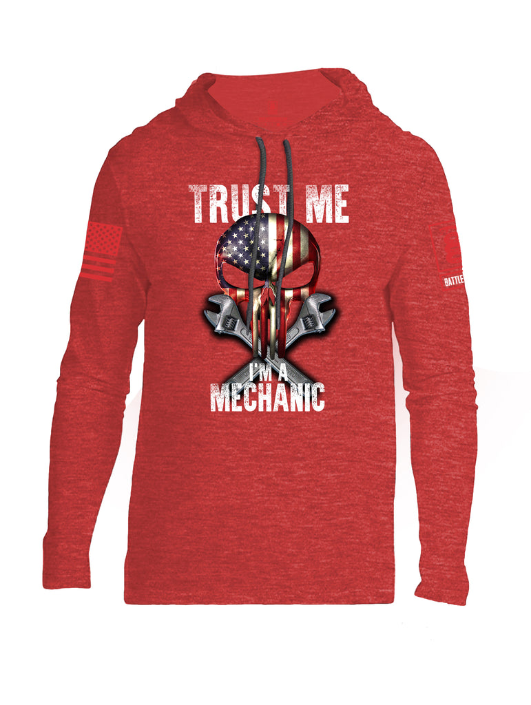 Battleraddle Trust Me I'm A Mechanic Red Sleeve Print Mens Thin Cotton Lightweight Hoodie