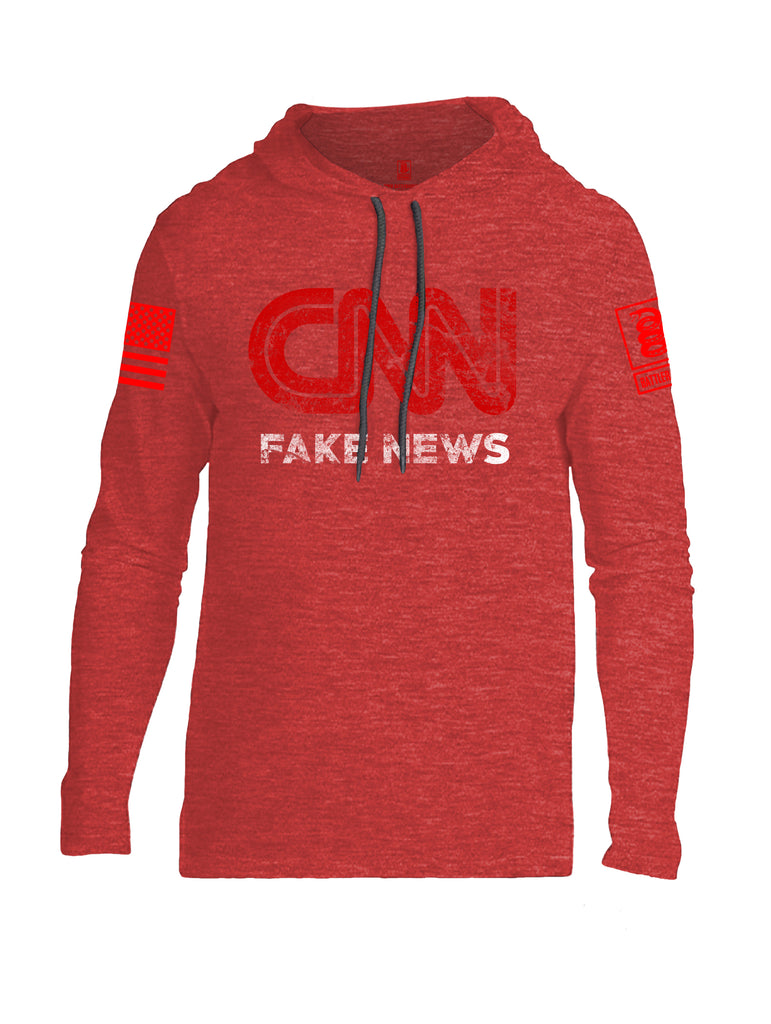 Battleraddle CNN Fake News Red Sleeve Print Mens Thin Cotton Lightweight Hoodie - Battleraddle® LLC
