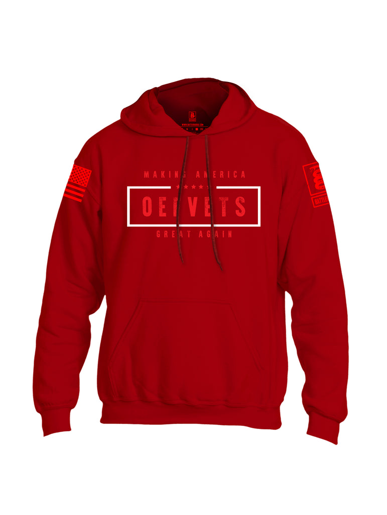 Battleraddle Making America OEF VETS Great Again Red Sleeve Print Mens Blended Hoodie With Pockets