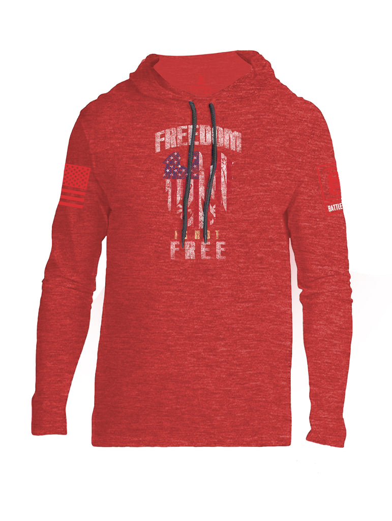 Battleraddle Freedom Is Not Free Red Sleeve Print Mens Thin Cotton Lightweight Hoodie