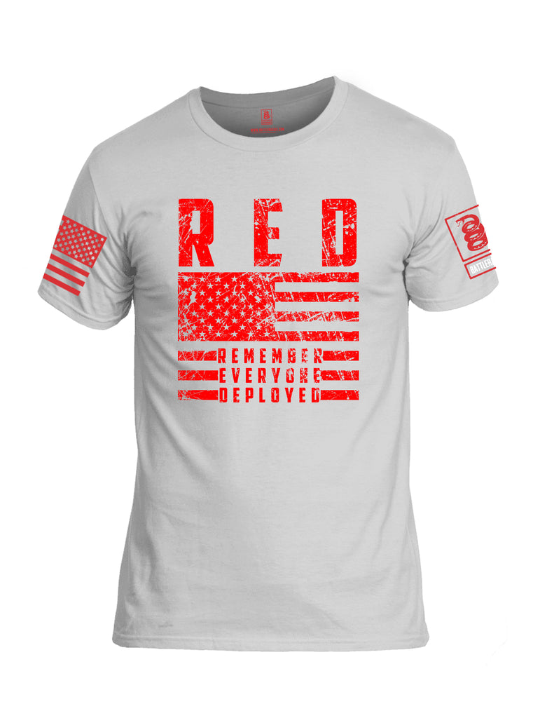 Battleraddle RED Remember Everyone Deployed Red Sleeve Print Mens 100% Battlefit Polyester Crew Neck T Shirt