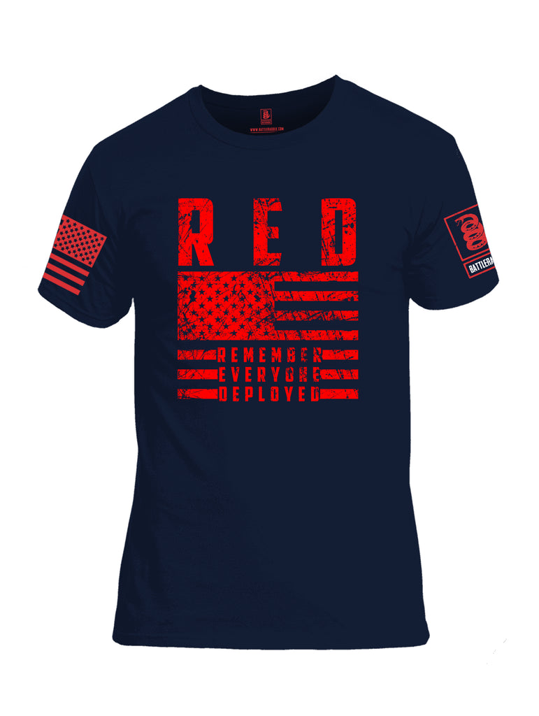Battleraddle RED Remember Everyone Deployed Red Sleeve Print Mens 100% Battlefit Polyester Crew Neck T Shirt