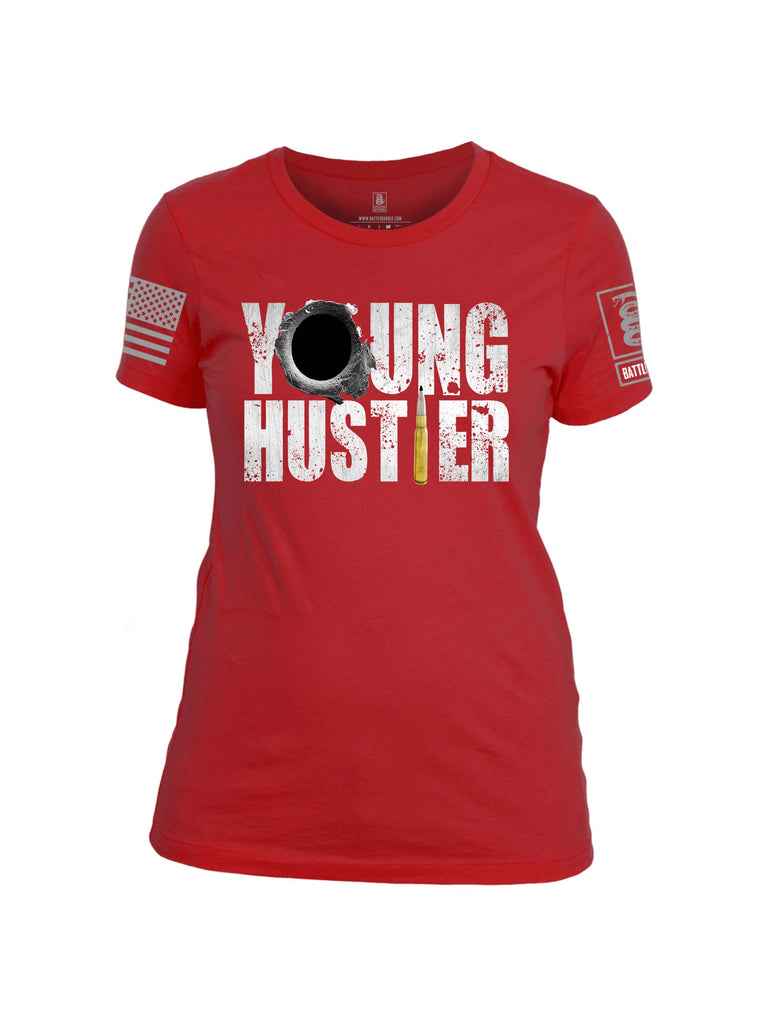 Battleraddle Young Hustler Grey Sleeve Print Womens Cotton Crew Neck T Shirt