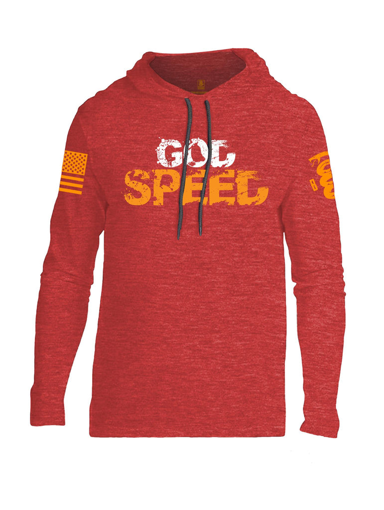 Battleraddle God Speed Orange Sleeve Print Mens Thin Cotton Lightweight Hoodie