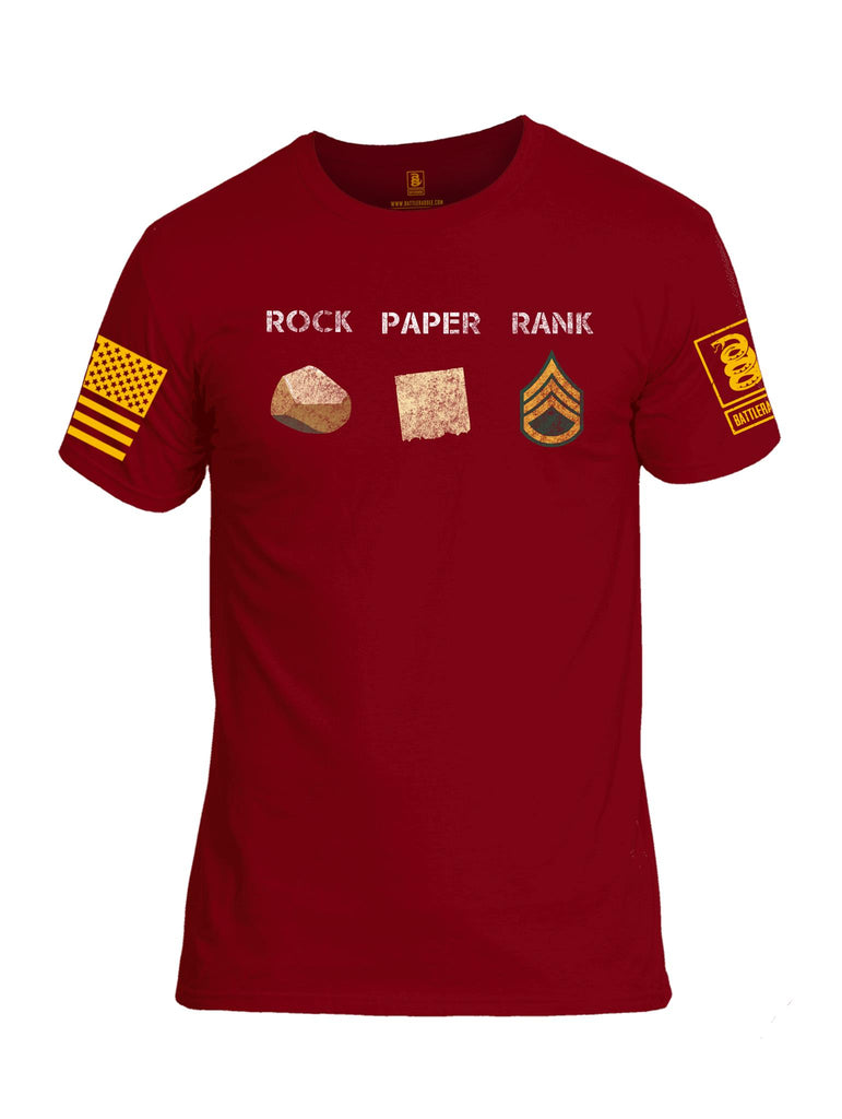 Battleraddle Rock Paper Rank Gold Sleeve Print Mens Cotton Crew Neck T Shirt