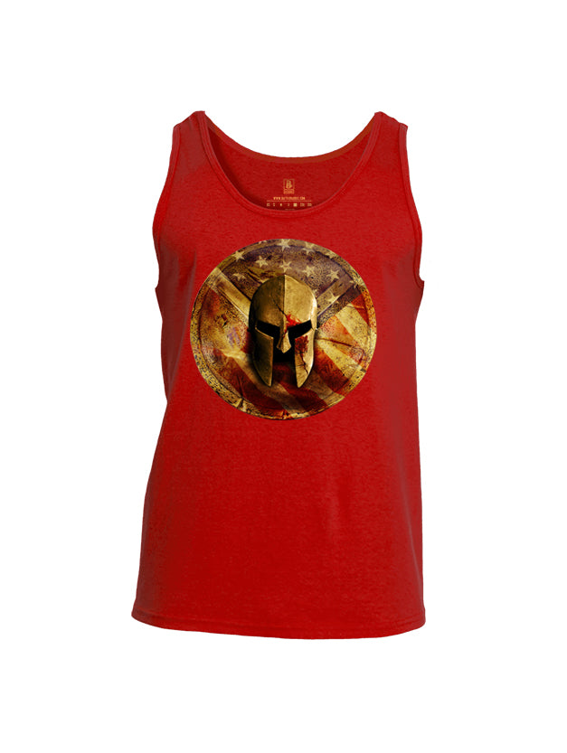 Battleraddle Spartan Helm Gold Mens Cotton Tank Top