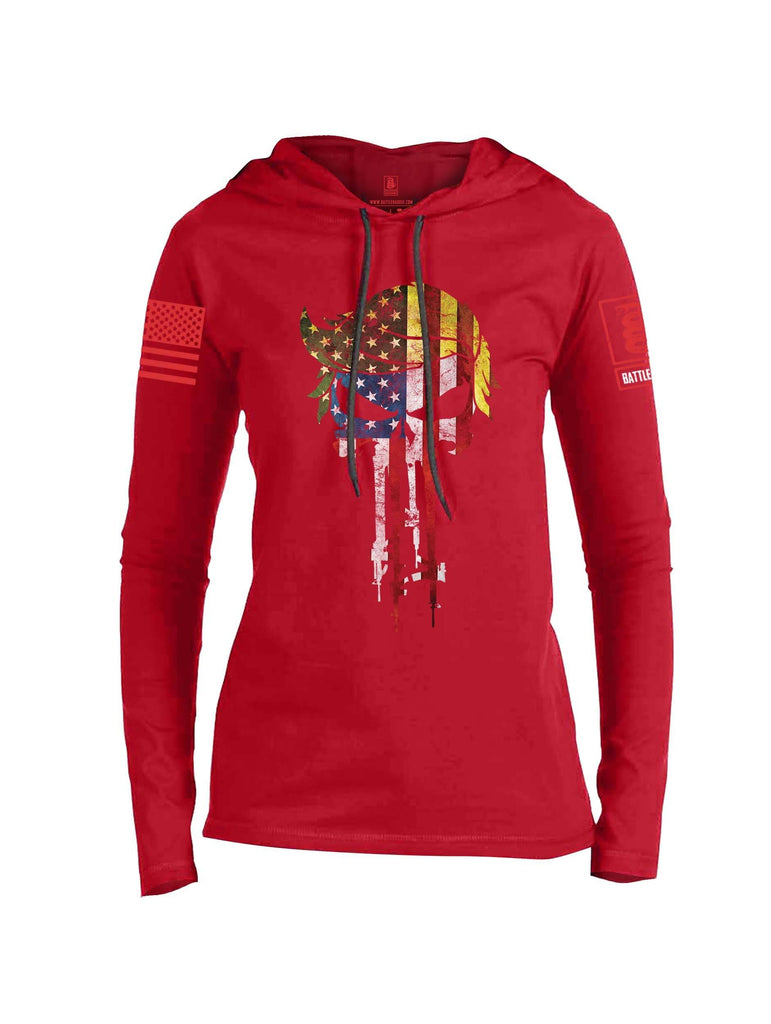 Battleraddle Mr. President Expounder USA Flag Red Sleeve Print Womens Thin Cotton Lightweight Hoodie shirt|custom|veterans|Apparel-Womens Hoodie-Cotton