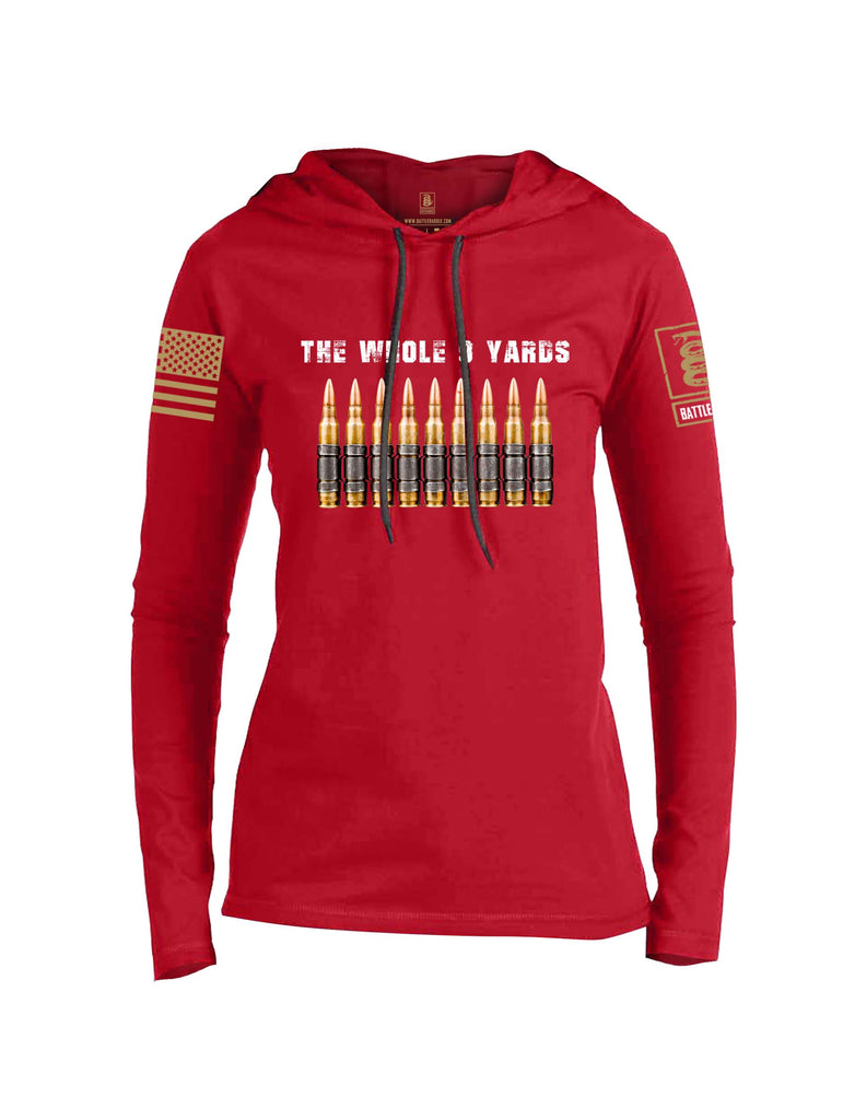 Battleraddle The Whole 9 Yards Brass Sleeve Print Womens Thin Cotton Lightweight Hoodie