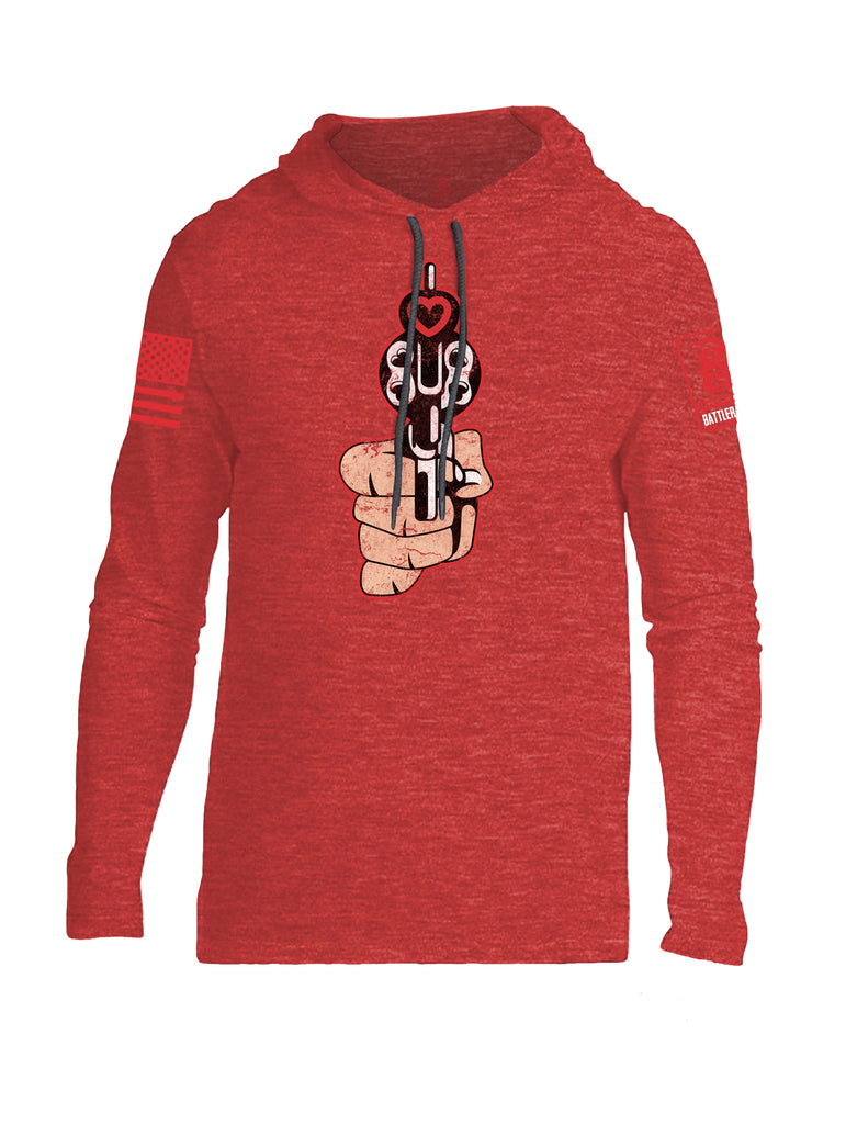 Battleraddle Revolving Heart Red Sleeve Print Mens Thin Cotton Lightweight Hoodie