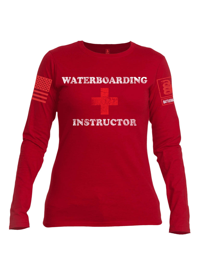 Battleraddle Waterboarding Instructor Red Sleeve Print Womens Cotton Long Sleeve Crew Neck T Shirt shirt|custom|veterans|Women-Long Sleeves Crewneck Shirt