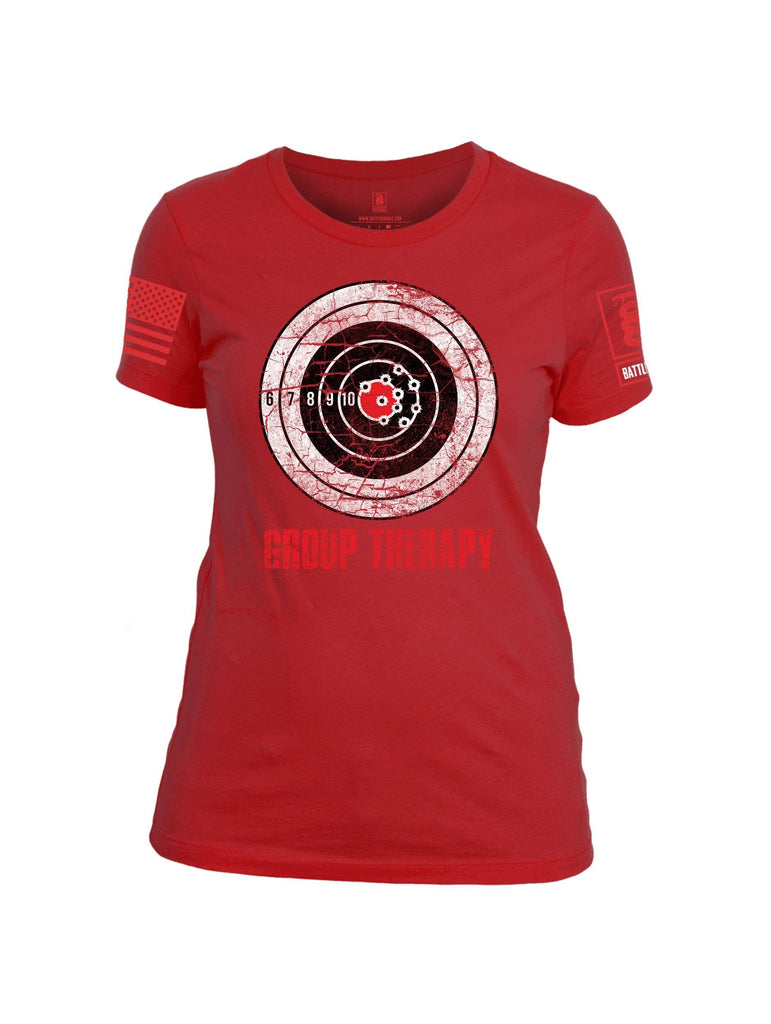 Battleraddle Group Therapy Red Sleeve Print Womens Cotton Crew Neck T Shirt shirt|custom|veterans|Apparel-Womens T Shirt-cotton