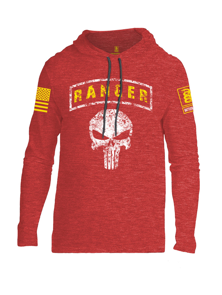 Battleraddle Ranger Punisher Skull Yellow Sleeve Print Mens Thin Cotton Lightweight Hoodie