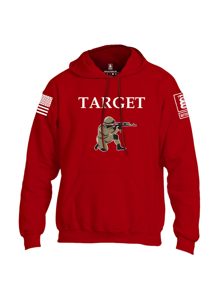 Battleraddle Target White Sleeve Print Mens Blended Hoodie With Pockets