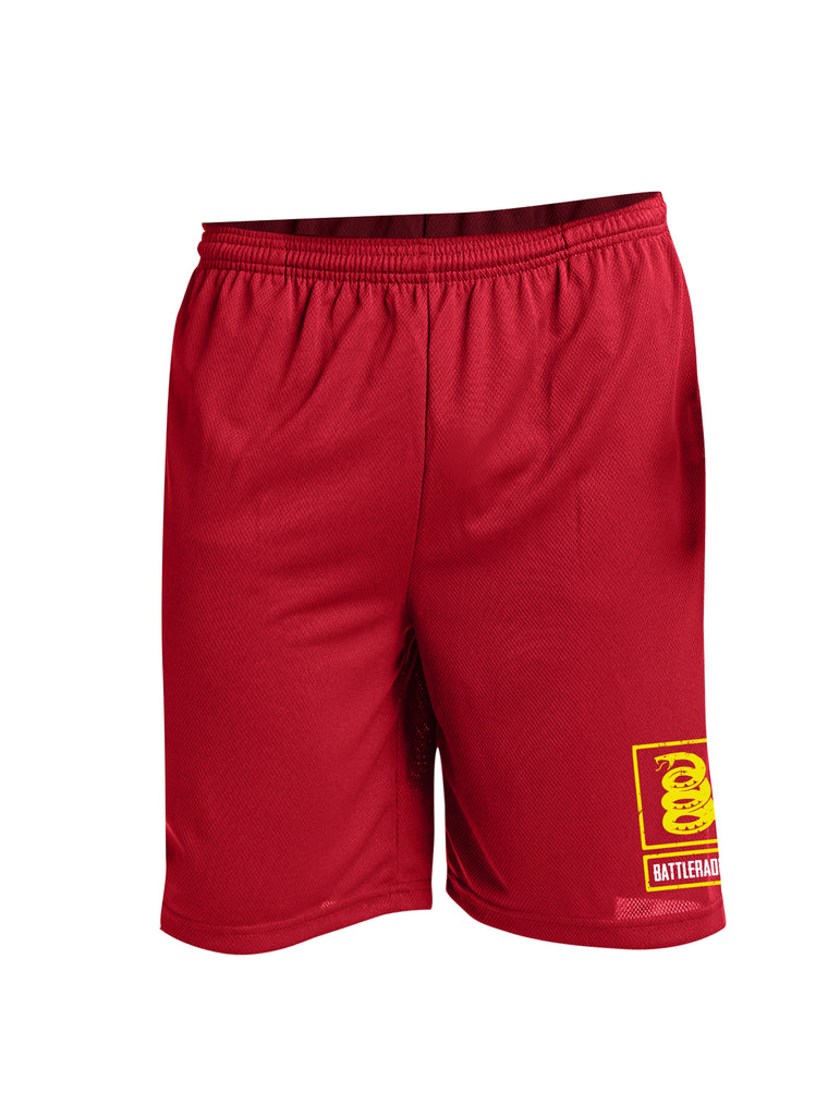 Battleraddle Snake Logo Yellow Leg Print 100% Battlefit Polyester Mens Elastic Waistband Shorts With Pockets