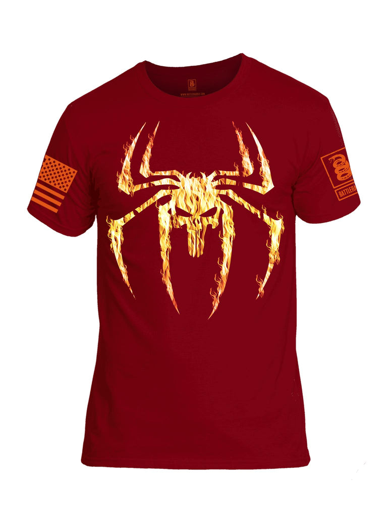 Battleraddle Expounder Venomize Skull Fire V2 Orange Sleeve Print Mens Cotton Crew Neck T Shirt