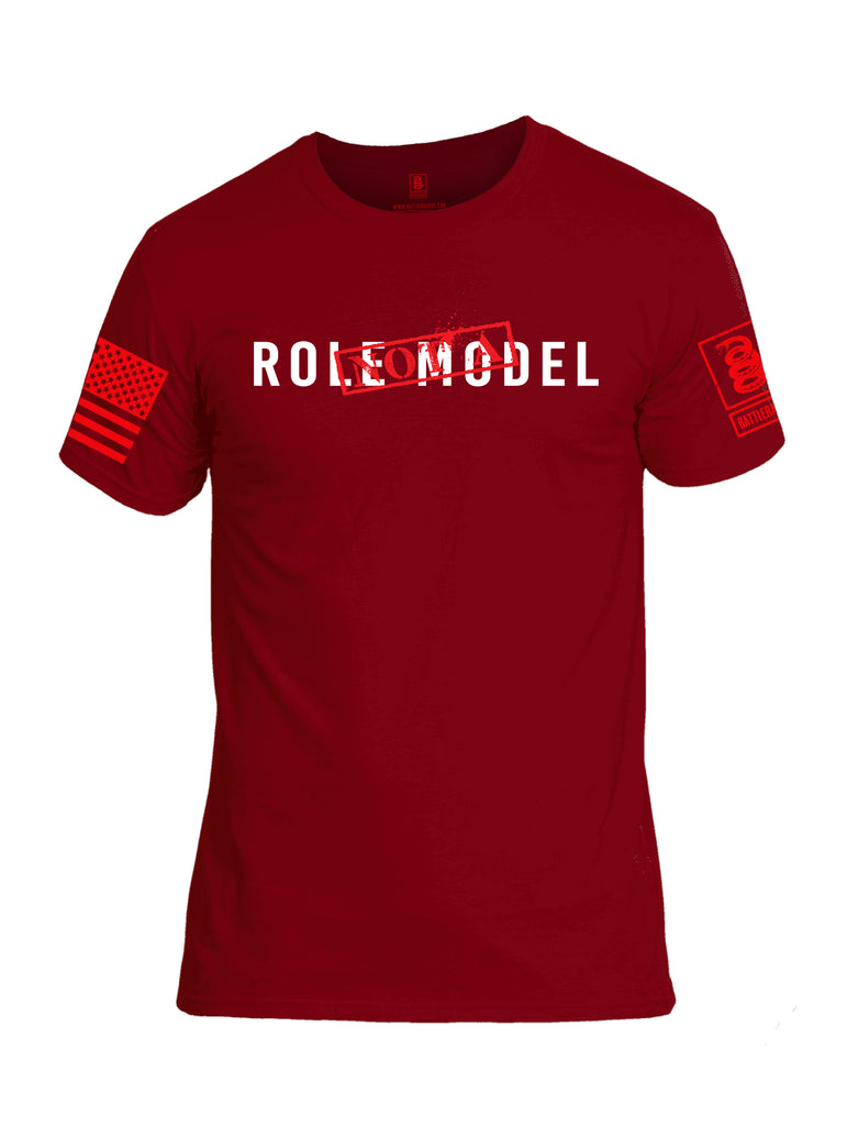 Battleraddle Not A Role Model Red Sleeve Print Mens Cotton Crew Neck T Shirt