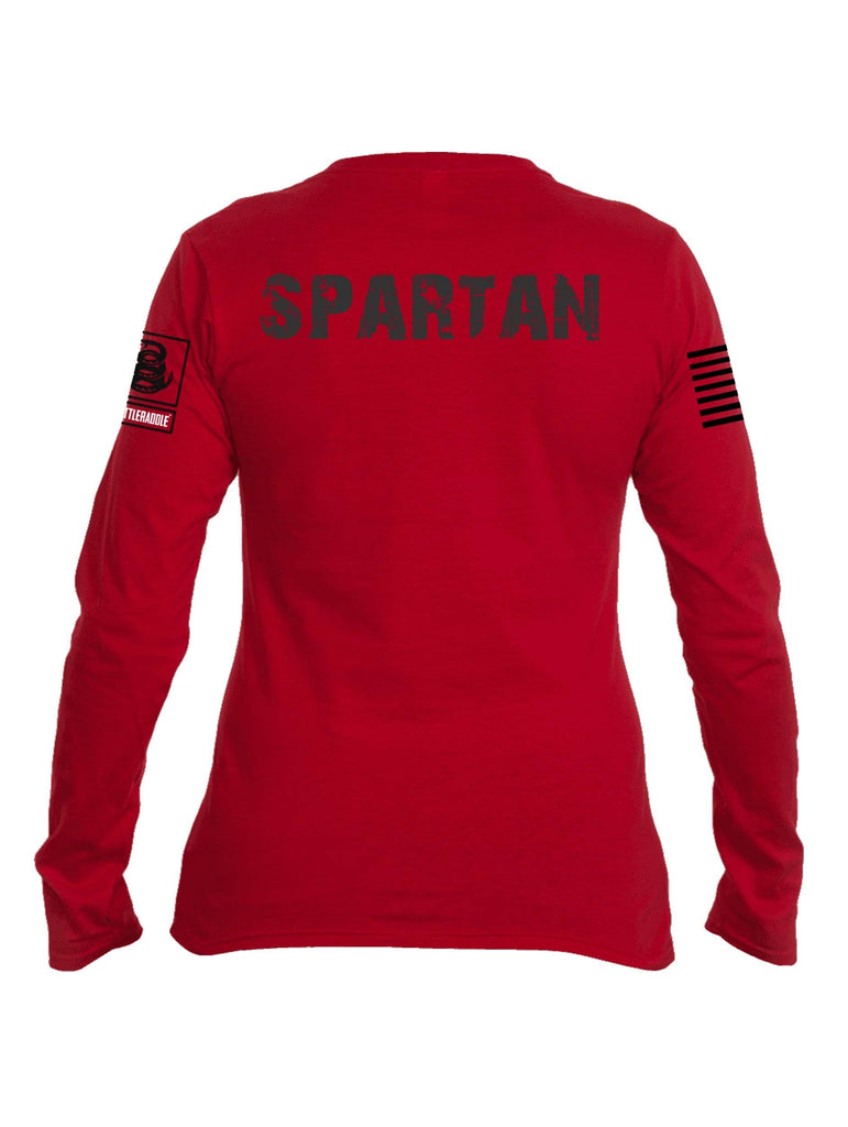 Battleraddle Vintage Spartan Black Sleeve Print Womens Cotton Long Sleeve Crew Neck T Shirt shirt|custom|veterans|Women-Long Sleeves Crewneck Shirt