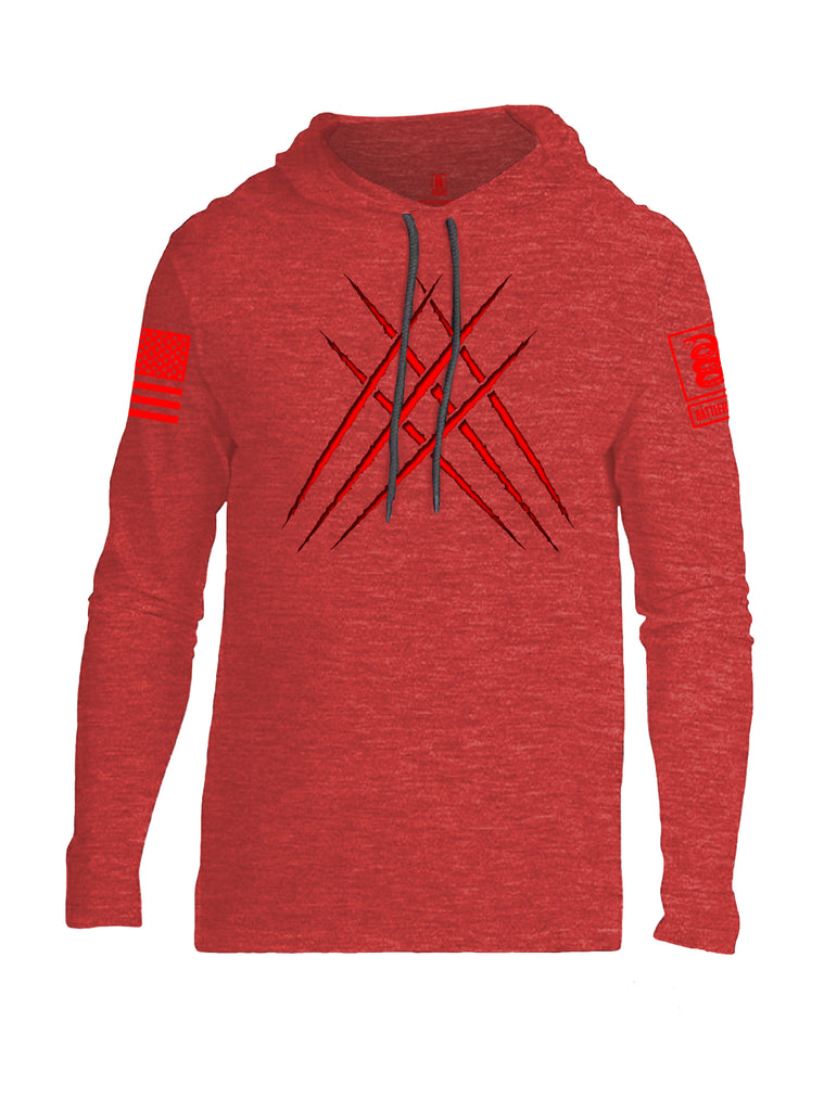 Battleraddle Wolve Adamantium Claws Red Sleeve Print Mens Thin Cotton Lightweight Hoodie