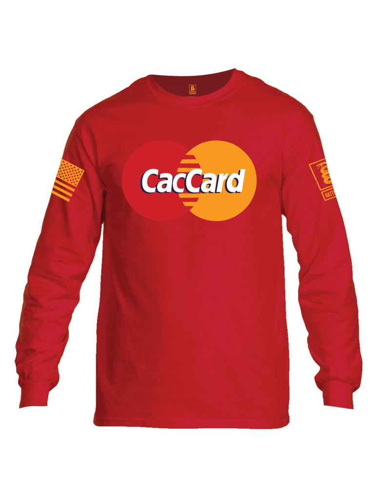 Battleraddle CacCard Orange Sleeve Print Mens Cotton Long Sleeve Crew Neck T Shirt - Battleraddle® LLC