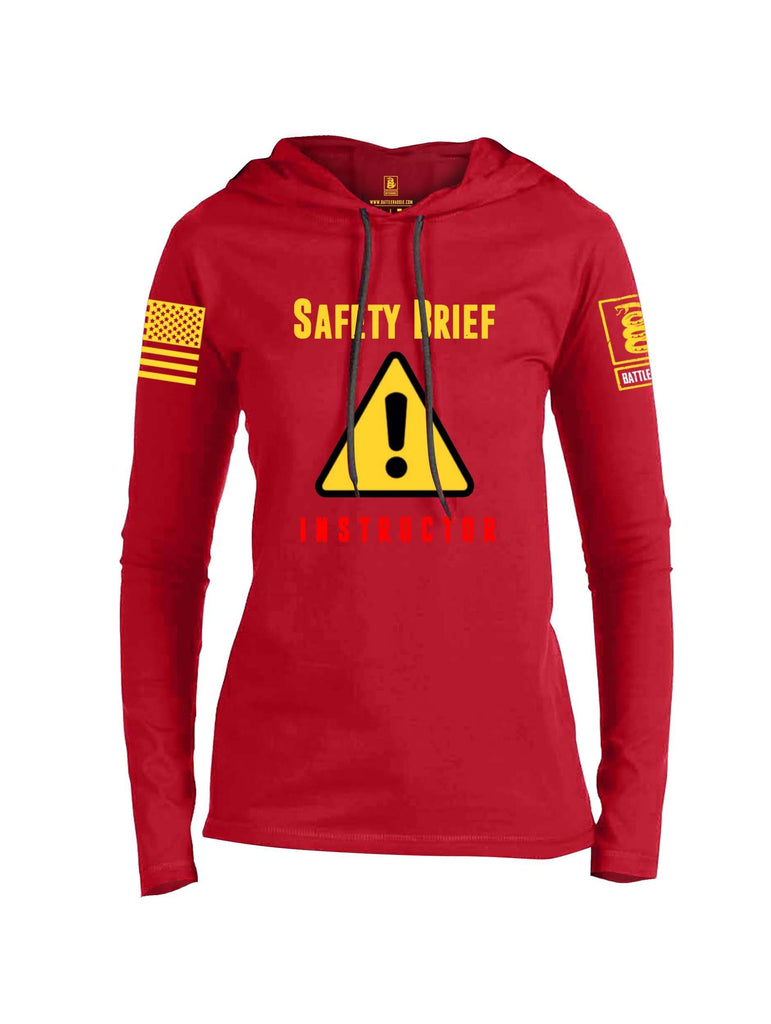 Battleraddle Safety Brief Instructor Yellow Sleeve Print Womens Thin Cotton Lightweight Hoodie shirt|custom|veterans|Apparel-Womens Hoodie-Cotton