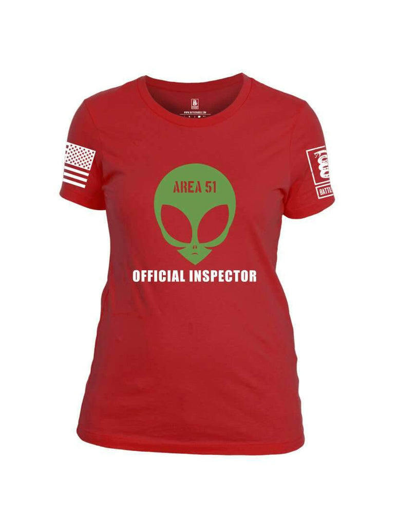 Battleraddle Area 51 Official Inspector White Sleeve Print Womens Cotton Crew Neck T Shirt shirt|custom|veterans|Apparel-Womens T Shirt-cotton