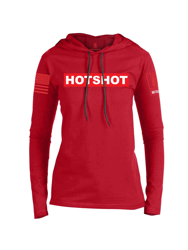 Battleraddle Supreme Hotshot Firefighter Red Sleeve Print Womens Thin Cotton Lightweight Hoodie