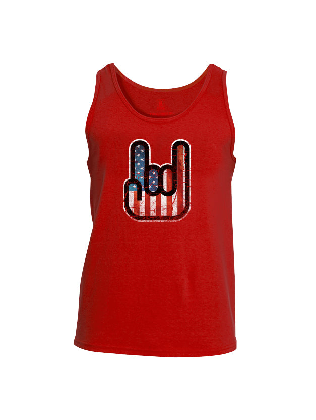 Battleraddle Hand Gesture USA Flag V2 Mens Cotton Tank Top