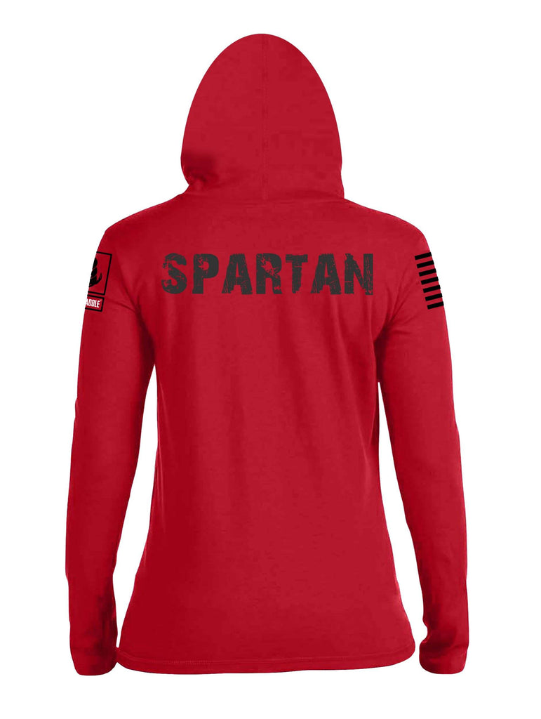 Battleraddle Vintage Spartan Black Sleeve Print Womens Thin Cotton Lightweight Hoodie shirt|custom|veterans|Apparel-Womens Hoodie-Cotton