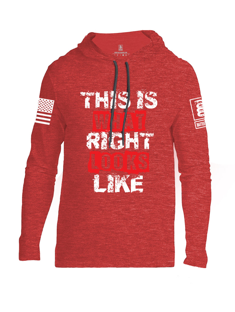 Battleraddle This Is What Right Looks Like White Sleeve Print Mens Thin Cotton Lightweight Hoodie