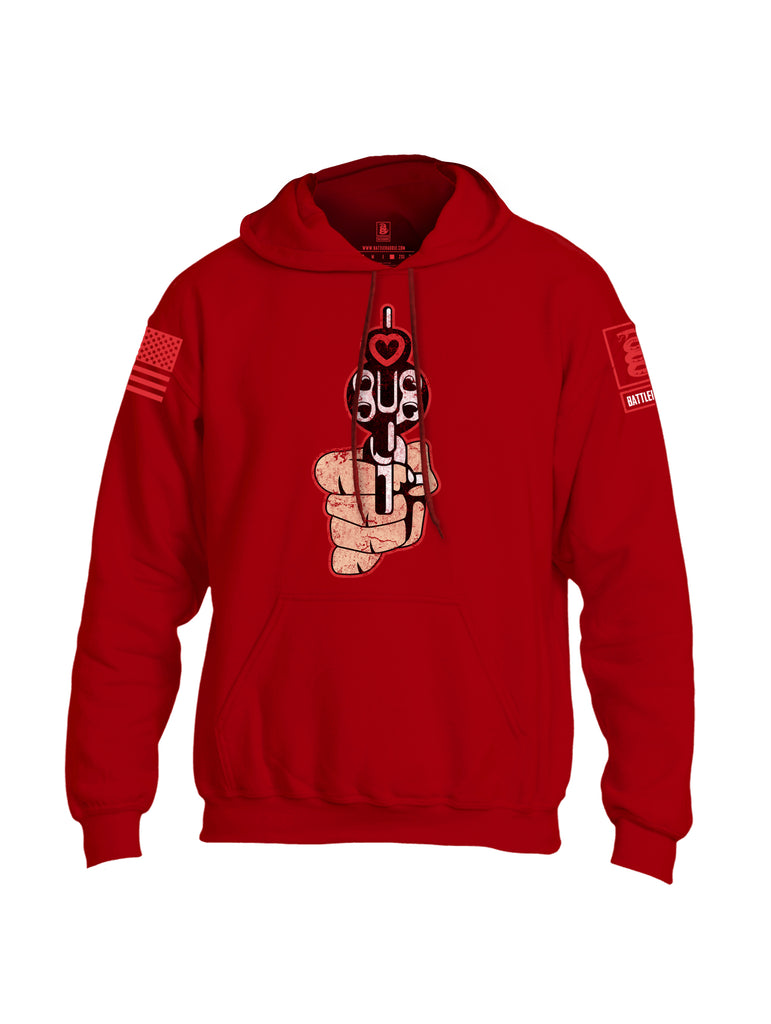 Battleraddle Revolving Heart Red Sleeve Print Mens Blended Hoodie With Pockets