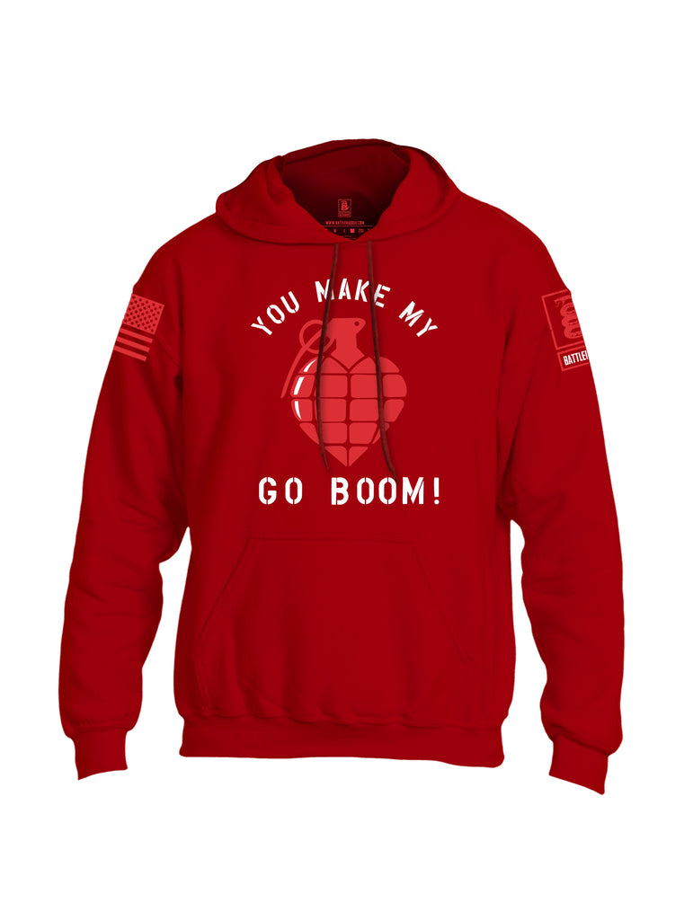 Battleraddle You Make My Heart Go Boom Red Sleeve Print Mens Blended Hoodie With Pockets