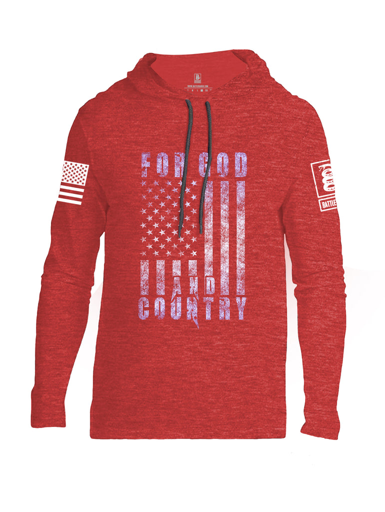 Battleraddle For God And Country White Sleeve Print Mens Thin Cotton Lightweight Hoodie