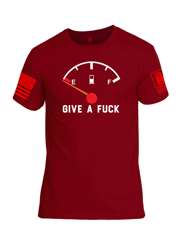 Battleraddle Give A Fuck Red Sleeve Print Mens Cotton Crew Neck T Shirt
