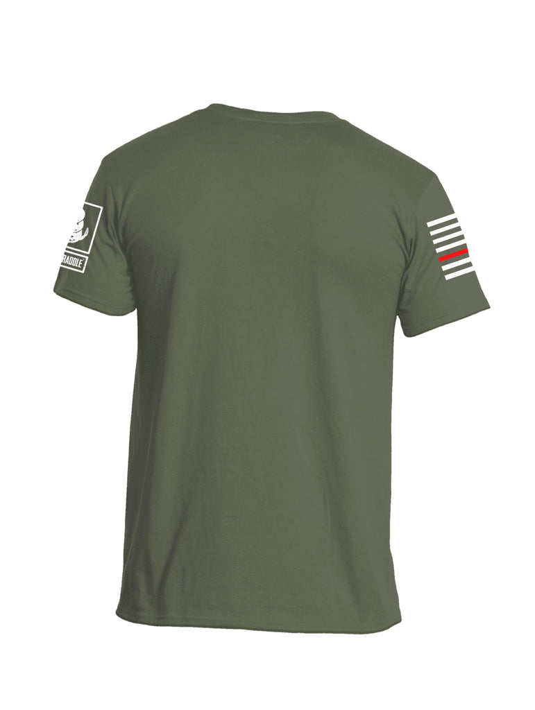 Battleraddle Battletested Red Line Red Sleeve Print Mens Crew Neck Cotton T Shirt - Battleraddle® LLC