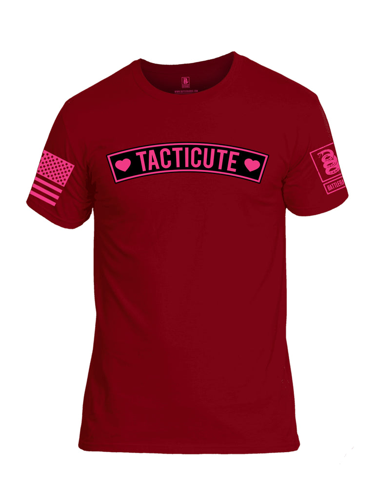 Battleraddle Tacticute Pink Sleeve Print Mens Cotton Crew Neck T Shirt