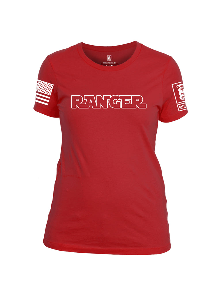 Battleraddle Ranger White Sleeve Print Womens 100% Battlefit Polyester Crew Neck T Shirt