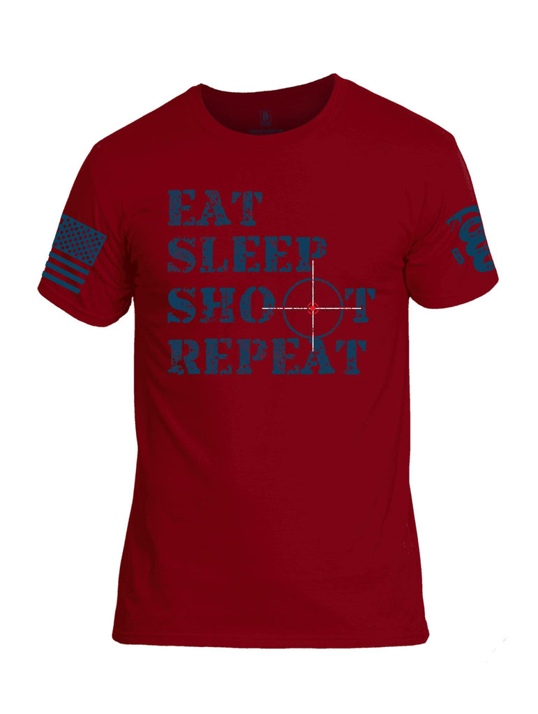 Battleraddle Eat Sleep Shoot Repeat Blue Sleeve Print Mens Cotton Crew Neck T Shirt