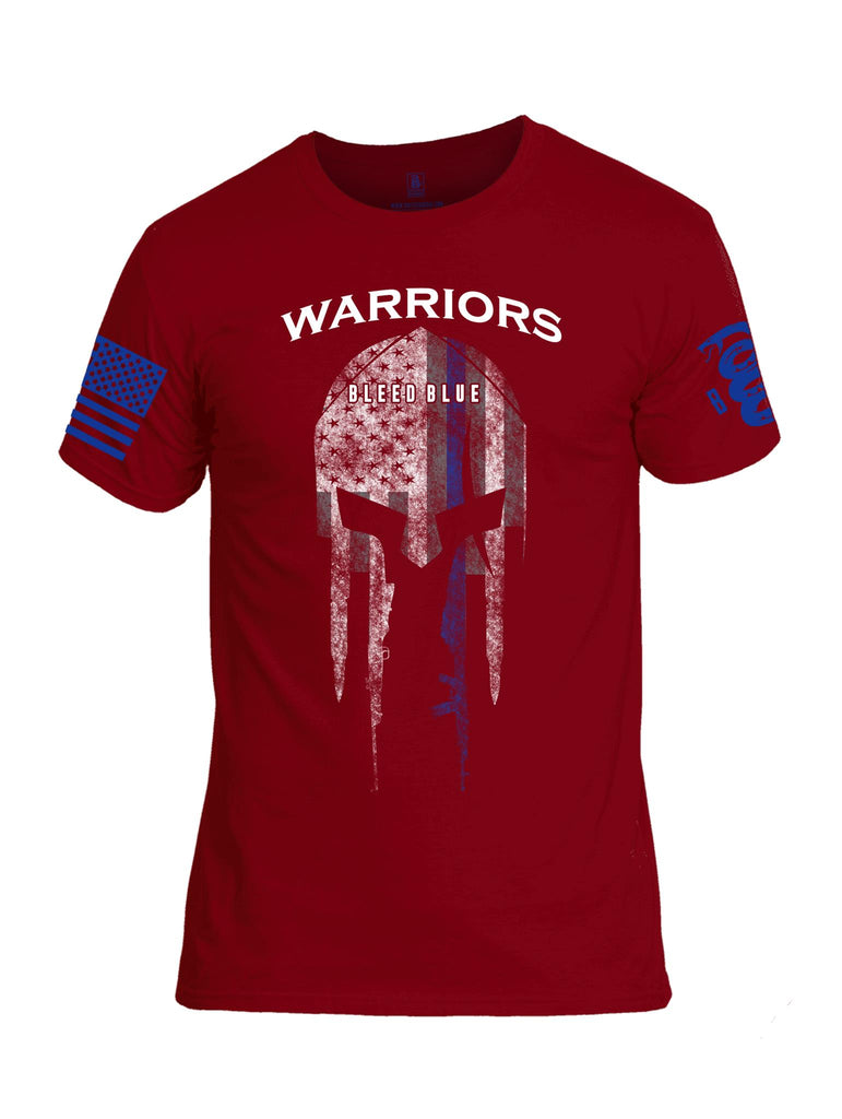 Battleraddle Warriors Bleed Blue Line Blue Sleeve Print Mens Cotton Crew Neck T Shirt