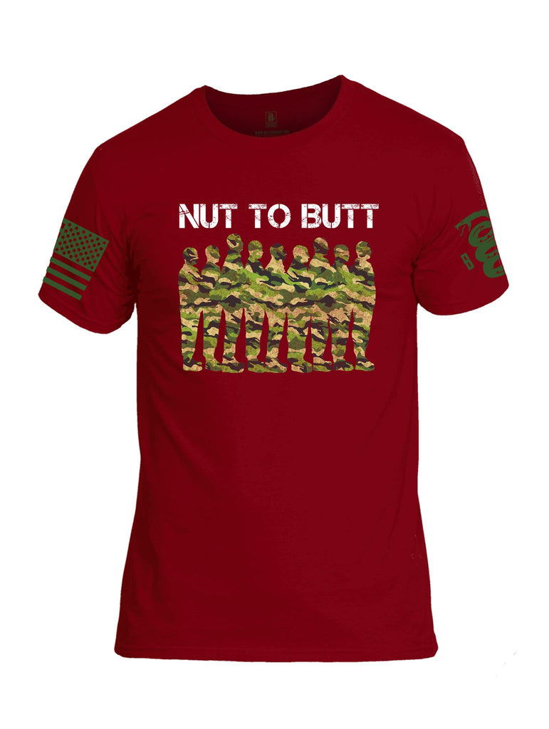 Battleraddle Nut To Butt Green Sleeve Print Mens Crew Neck Cotton T Shirt