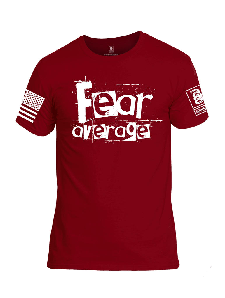 Battleraddle Fear Average White Sleeve Print Mens Cotton Crew Neck T Shirt