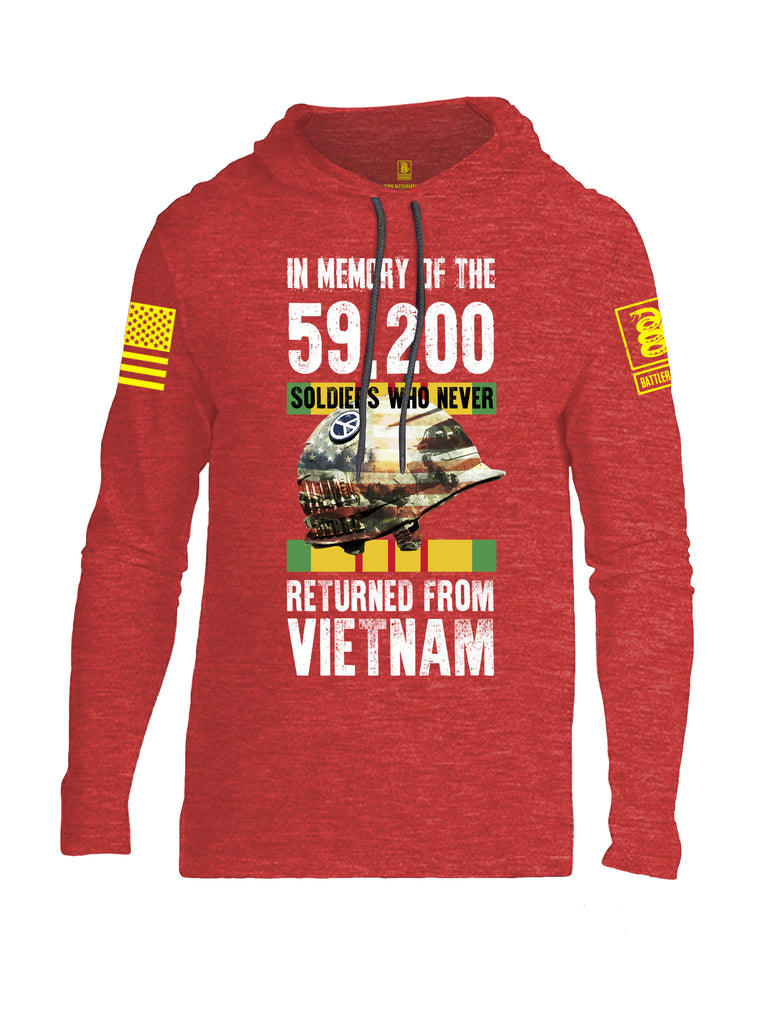 Battleraddle In Memory Of The 59,200 Soldiers Who Never Returned From Vietnam Yellow Sleeve Print Mens Thin Cotton Lightweight Hoodie