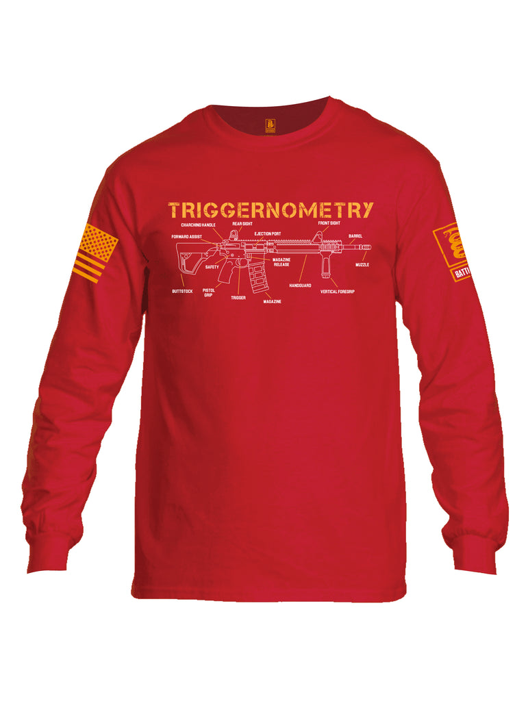 Battleraddle Triggernometry Orange Sleeve Print Mens Cotton Long Sleeve Crew Neck T Shirt