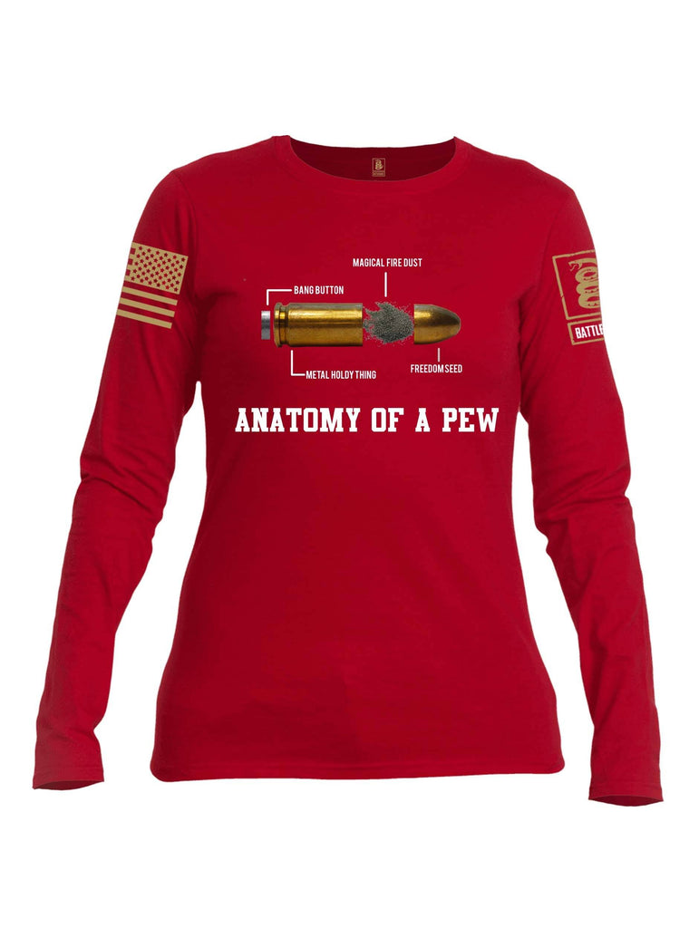 Battleraddle Anatomy Of A PEW Brass Sleeve Print Womens Cotton Long Sleeve Crew Neck T Shirt shirt|custom|veterans|Women-Long Sleeves Crewneck Shirt