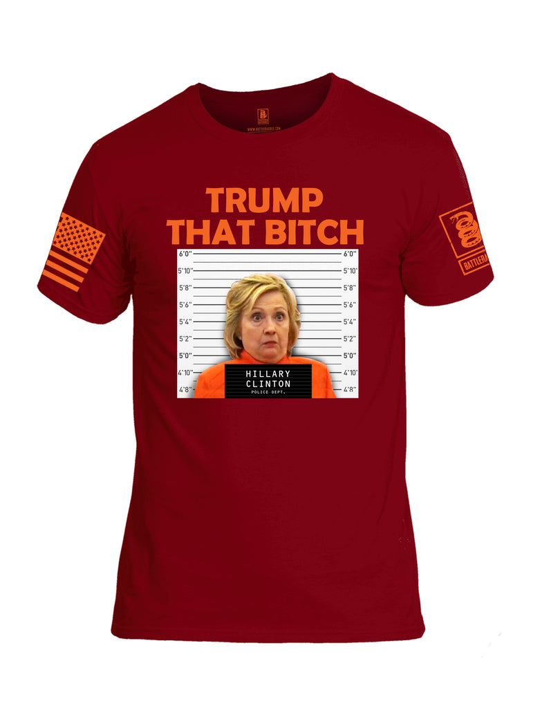 Battleraddle Trump That Bitch Orange Sleeve Print Mens Cotton Crew Neck T Shirt
